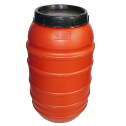 Пластиковая бочка 220л Б/У, пищевая, оранжевая с крышкой
